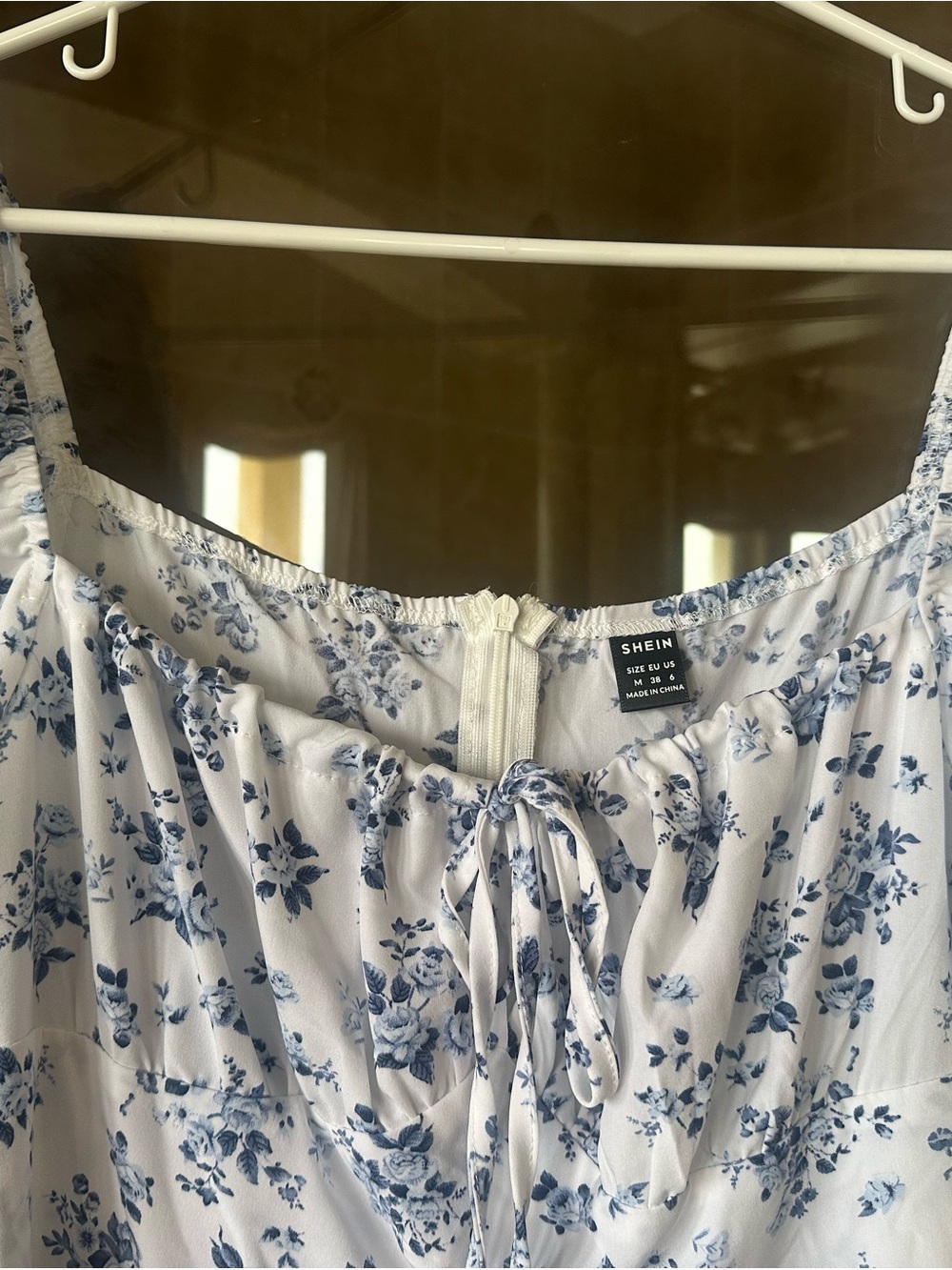 SHEIN Blue Floral Puff-Sleeve Midi Dress - size M - Picture 2 of 9